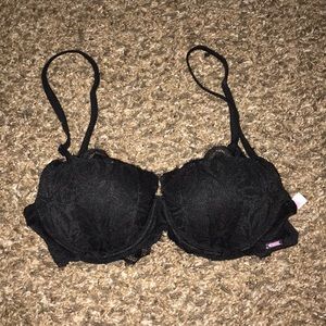 Victoria Secret Pink Black Lace Date Bra